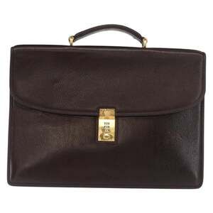 Gianni Versace Leather Business Bag Brown
